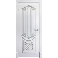 Ульяновские двери, Карина-4 ДГ, Эмаль белая патина серебро