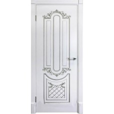 Каталог,Ульяновские двери, Карина-4 ДГ, Эмаль белая патина серебро