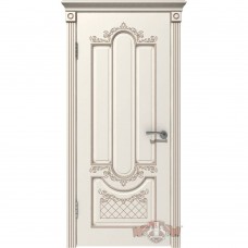 Каталог,Межкомнатная дверь DVK Aleksandria ДГ, эмаль слоновая кость патина капучино