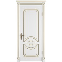 Межкомнатная дверь Милана ДГ, белая эмаль патина золото