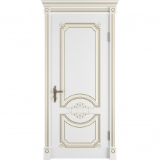 Каталог,Межкомнатная дверь DVK Milana ДГ, белая эмаль патина золото