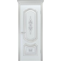Ульяновские двери, Соло R-0 В3 ДГ, белая эмаль патина серебро