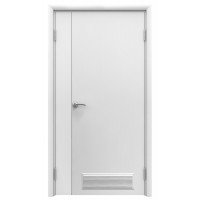 Дверь пластиковая влагостойкая 1100 мм, с вентиляционной решеткой, композитный ПВХ, цвет белый
