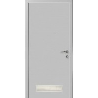 Дверь пластиковая влагостойкая с вентиляционной решеткой, композитный ПВХ, цвет серый