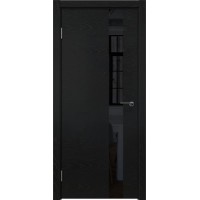 Межкомнатная дверь Dorsum 1.0V Lacobel Черный ,вертикальный шпон, ясень черный