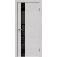 Межкомнатная дверь Dorsum 1.1Н Lacobel Черный, горизонтальный шпон, ясень серый