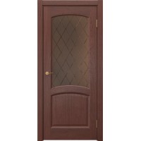 Межкомнатная шпонированная дверь Vetus 3.2 ДО бронза гравировка ромб, красное дерево