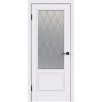 Дверь межкомнатная, Scandi 2V ПО ромб, эмаль белая RAL9003