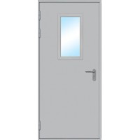 Стальная противопожарная дверь ДПО-1, EI-60 стекло, RAL 7035 серый