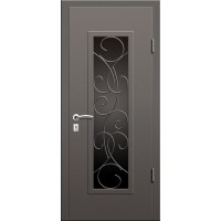 Металлическая дверь с ковкой и стеклопакетом 003