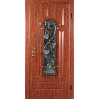 Металлическая дверь с ковкой и стеклопакетом 007