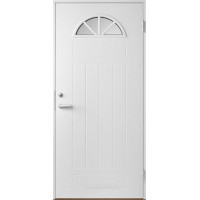 Утепленная финская входная дверь В0050 стеклопакет Stippolyte, белая
