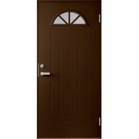 Утепленная финская входная дверь В0050 стеклопакет Stippolyte, коричневый