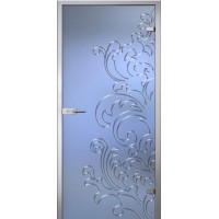 Стеклянная дверь Лилия, матовое бесцветное стекло с гравировкой