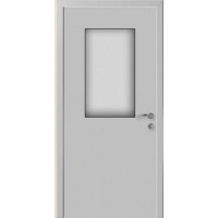 Влагостойкая композитная пластиковая дверь, остекленная, цвет серый RAL 7035