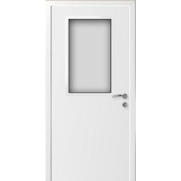 Влагостойкая композитная пластиковая дверь, остекленная, белая