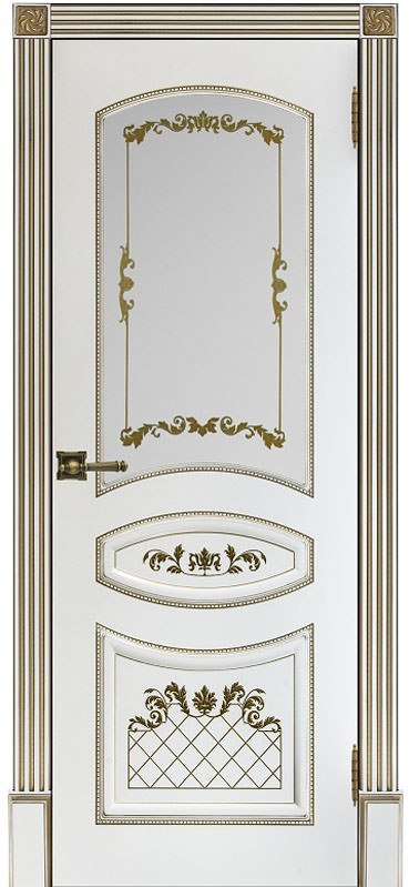 Ульяновские двери, Алина-2 ДО, эмаль белая с золотой патиной