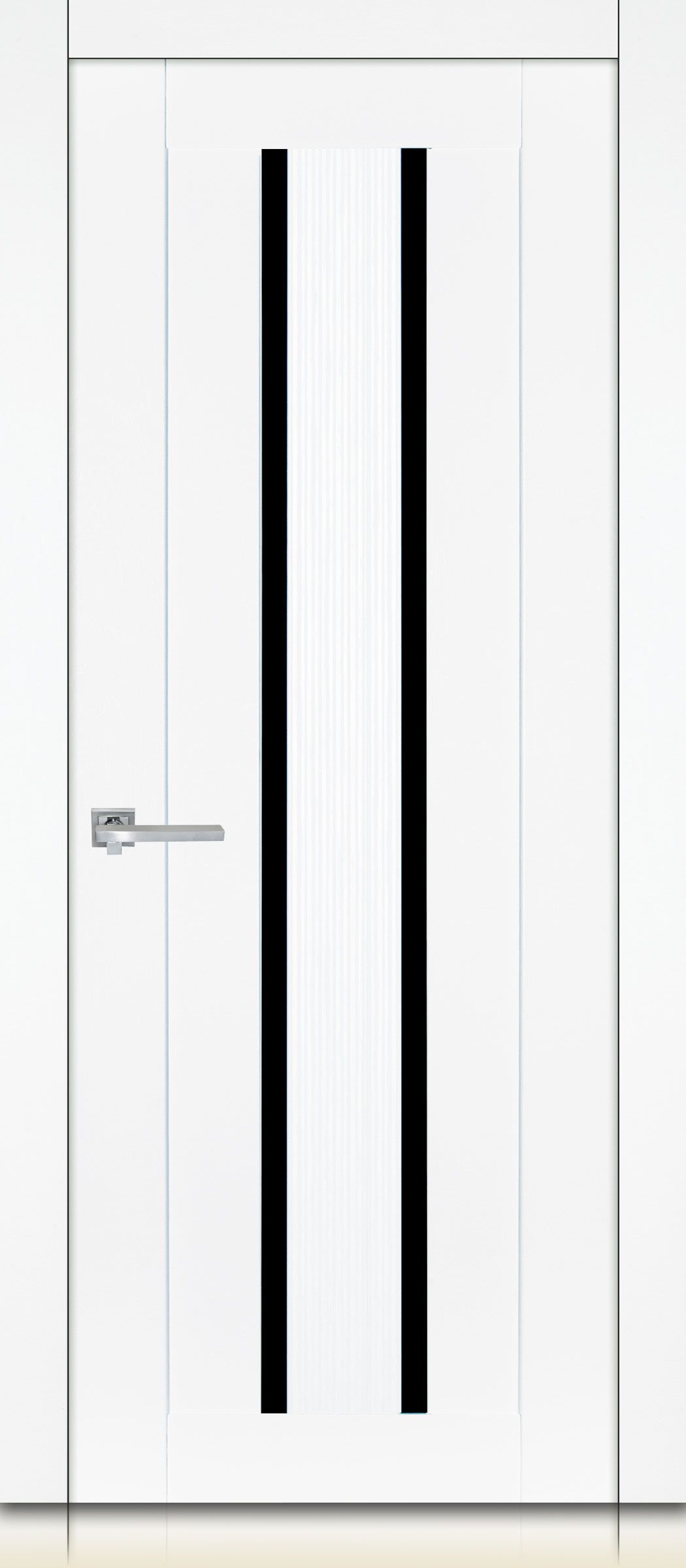 белые межкомнатные двери с черным стеклом в интерьере