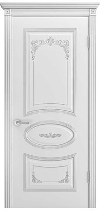 Ульяновские двери, Ария-Грейс-2-В3 ДГ, эмаль белая патина серебро