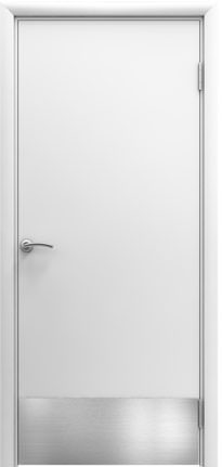 Дверь пластиковая влагостойкая с отбойной пластиной, композитный ПВХ, цвет белый
