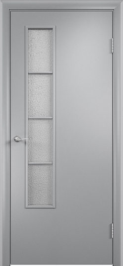 Финская дверь Olovi, окрашенная с четвертью, остекленная ст-05, серая RAL 7040