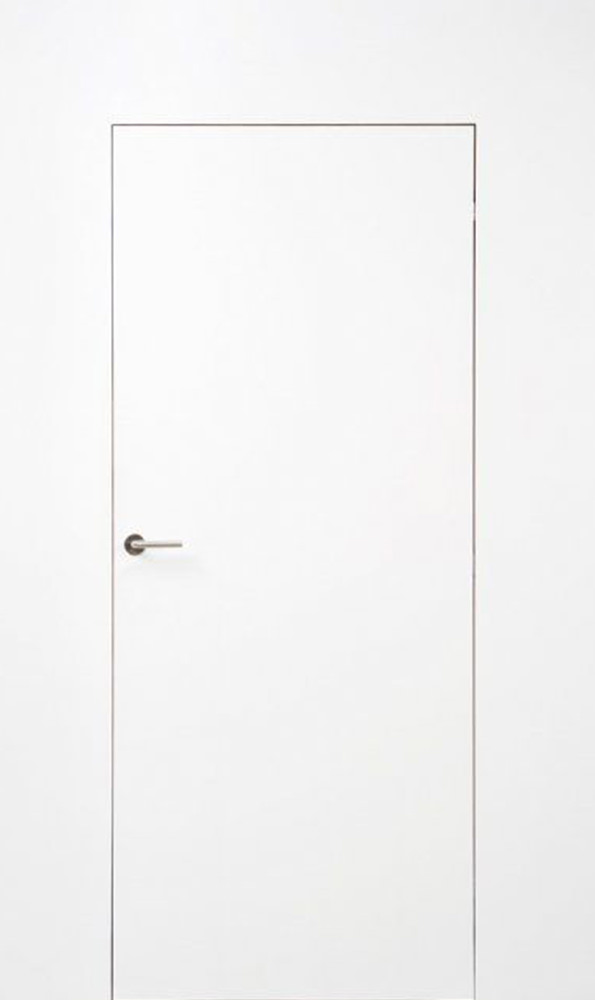 Дверь скрытого монтажа прямого открывания, кромка алюминиевая, белая